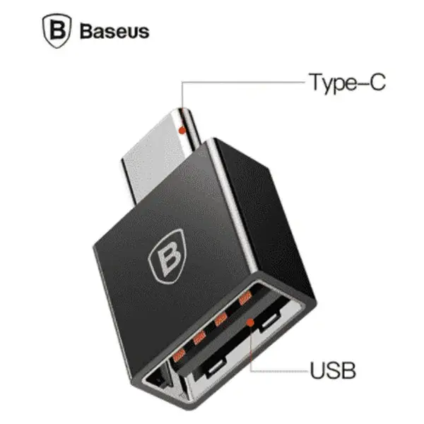Mini Adaptateur USB Type-C, Baseus 2.4A USB2.0 Adaptateur OTG USB A 480Mbps vers  USB Type-C – Noir – EAS CI